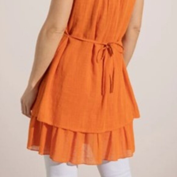 Sleeveless Cotton dress Layered Tunic Top orange size large Marie Claire - Picture 14 of 16